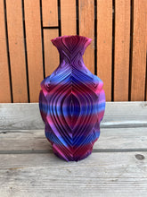 Afbeelding in Gallery-weergave laden, Retrovaas 32cm 3D geprinte vaas gestreept paars