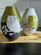 Afbeelding in Gallery-weergave laden, Noctua 3D vaas zwart/bronsgroen