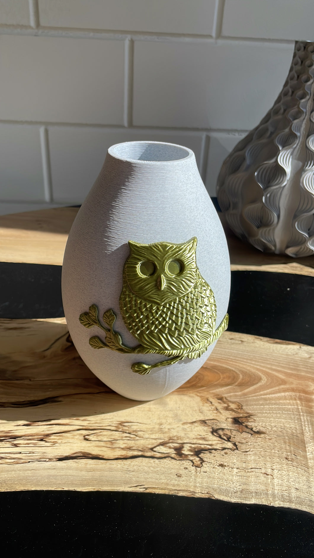Noctua 3D vaas marmerwit/bronsgroen