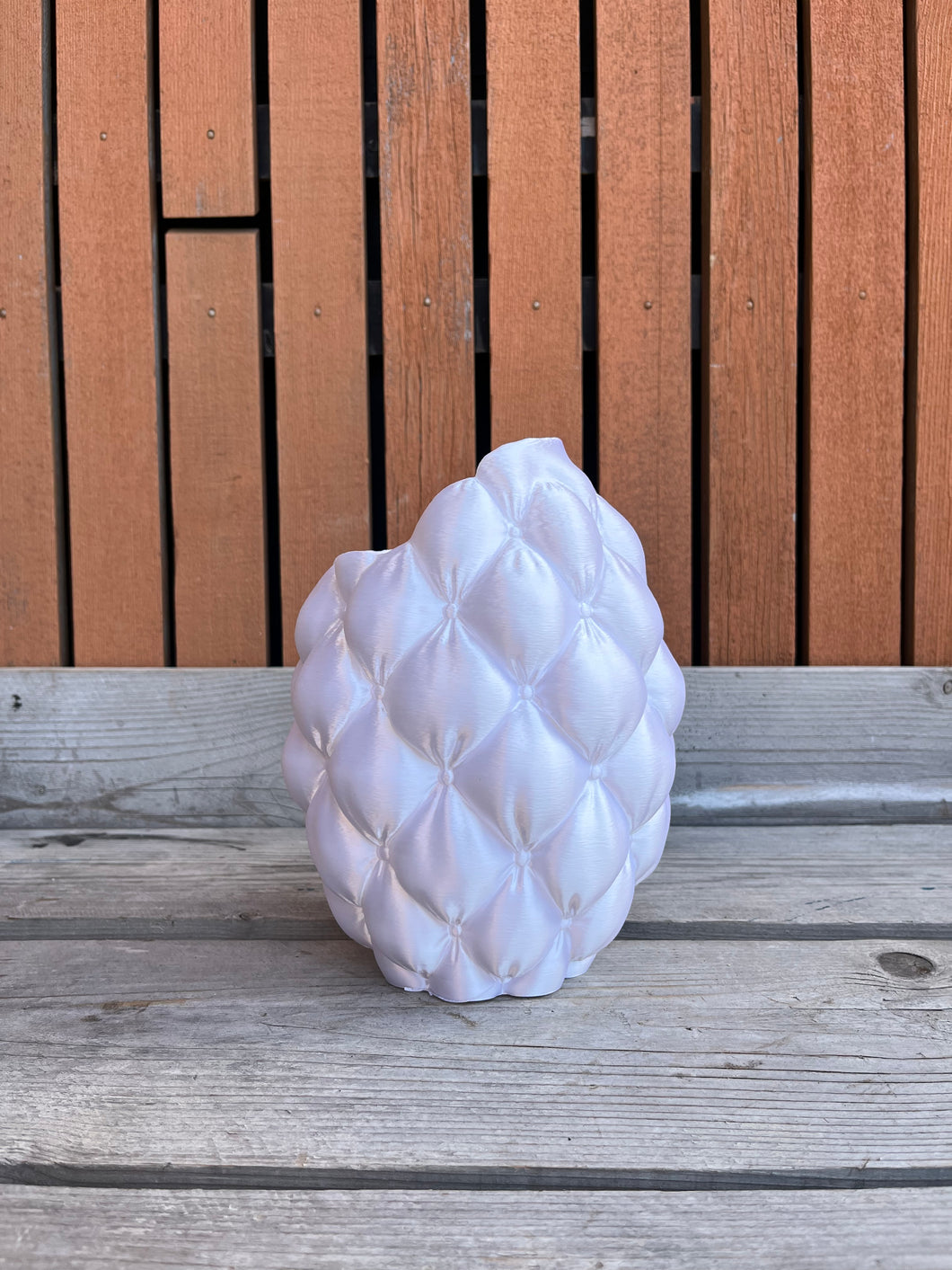 Kussenvaas 3D geprinte vaas zijdeglans wit M
