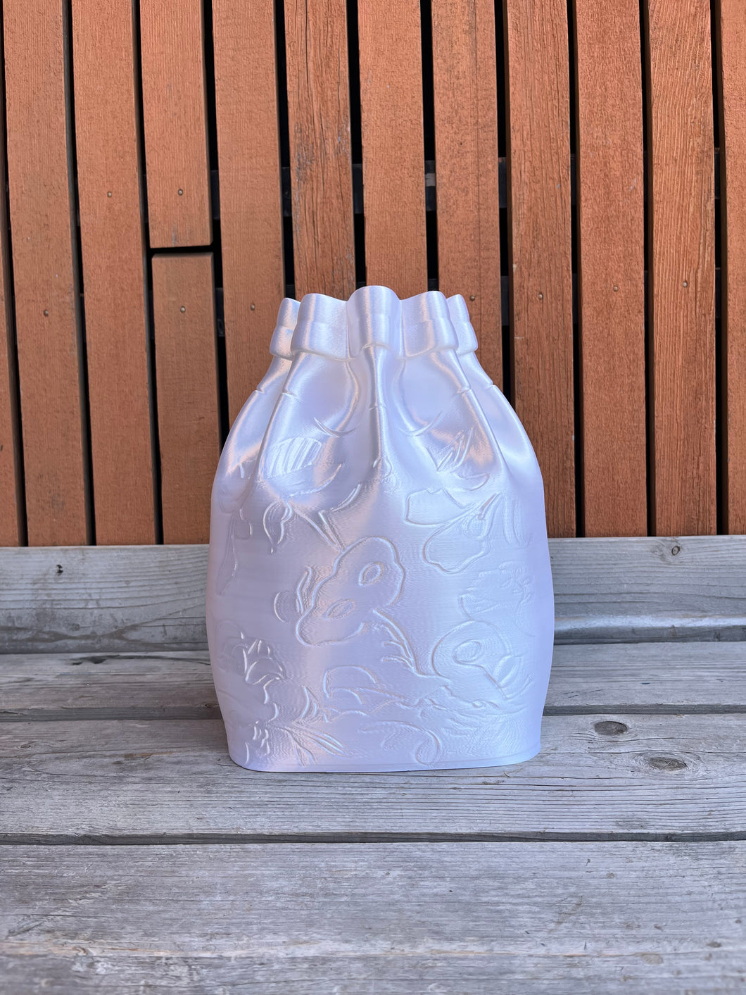 Tas vaas 3D Geprinte Bloem Tas Vaas zijdeglans wit L