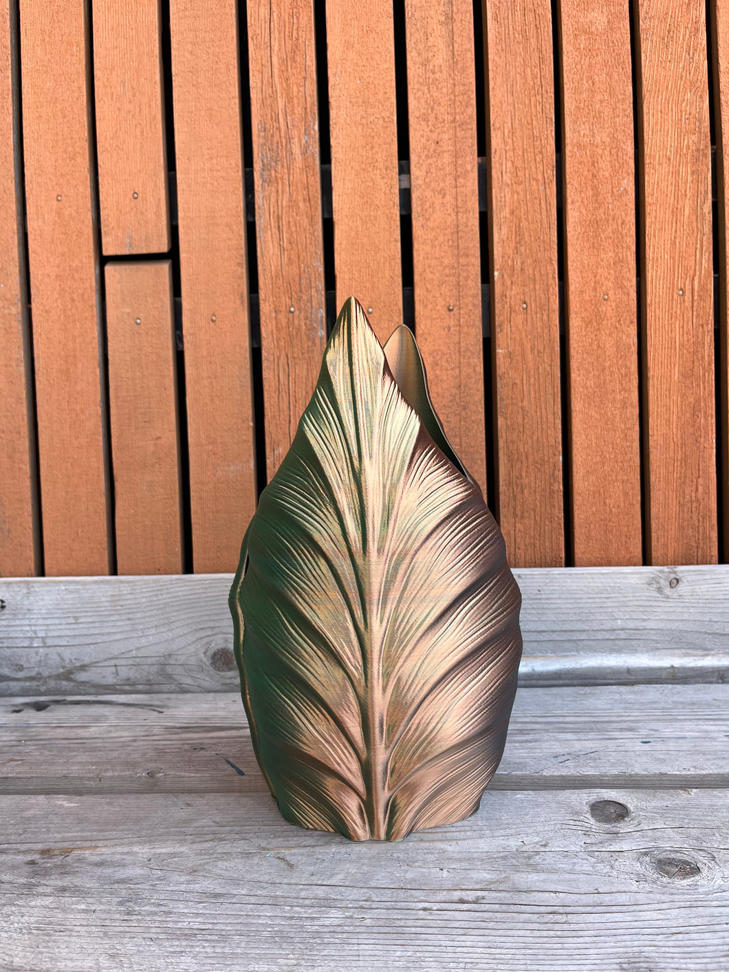 Tropenvaas 32cm 3D geprinte vaas kameleon brons