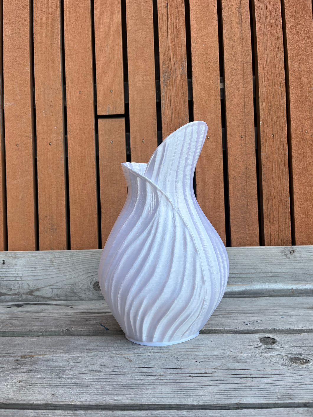 Bladvaas 3D geprinte vaas zijdeglans wit L