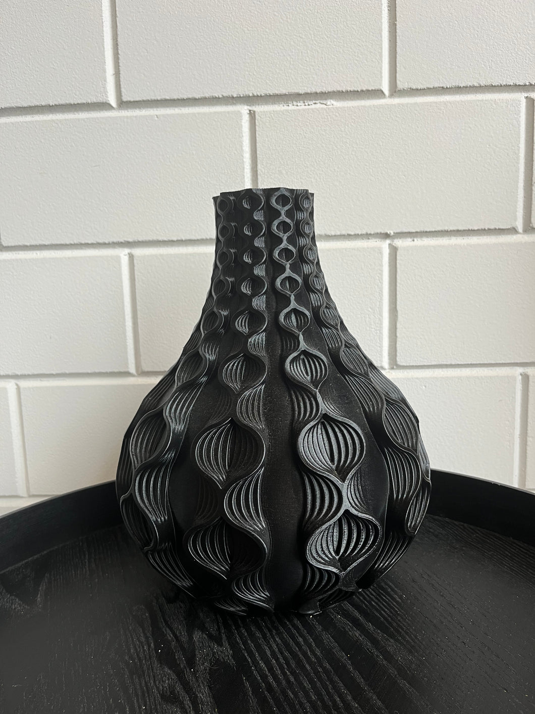 Rondovaas 34cm 3D geprinte vaas Zwart