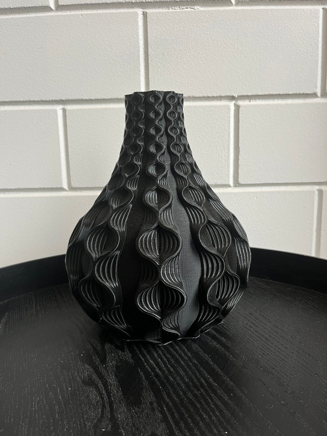 Rondovaas 27cm 3D geprinte vaas Zwart