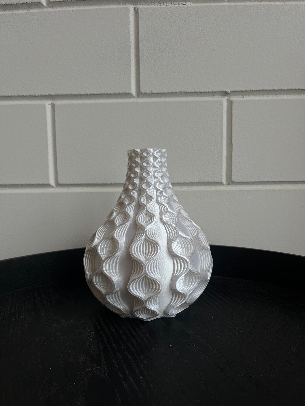 Rondovaas 20cm 3D geprinte vaas Zijdeglans Wit
