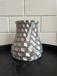 Geovaas 32cm 3D geprinte vaas Zilver