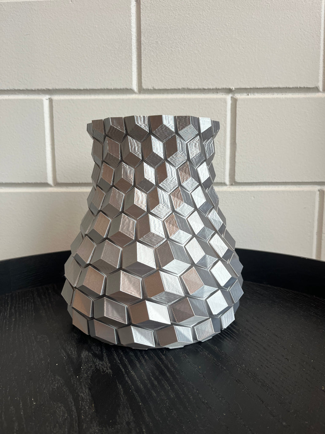 Geovaas 32cm 3D geprinte vaas Zilver