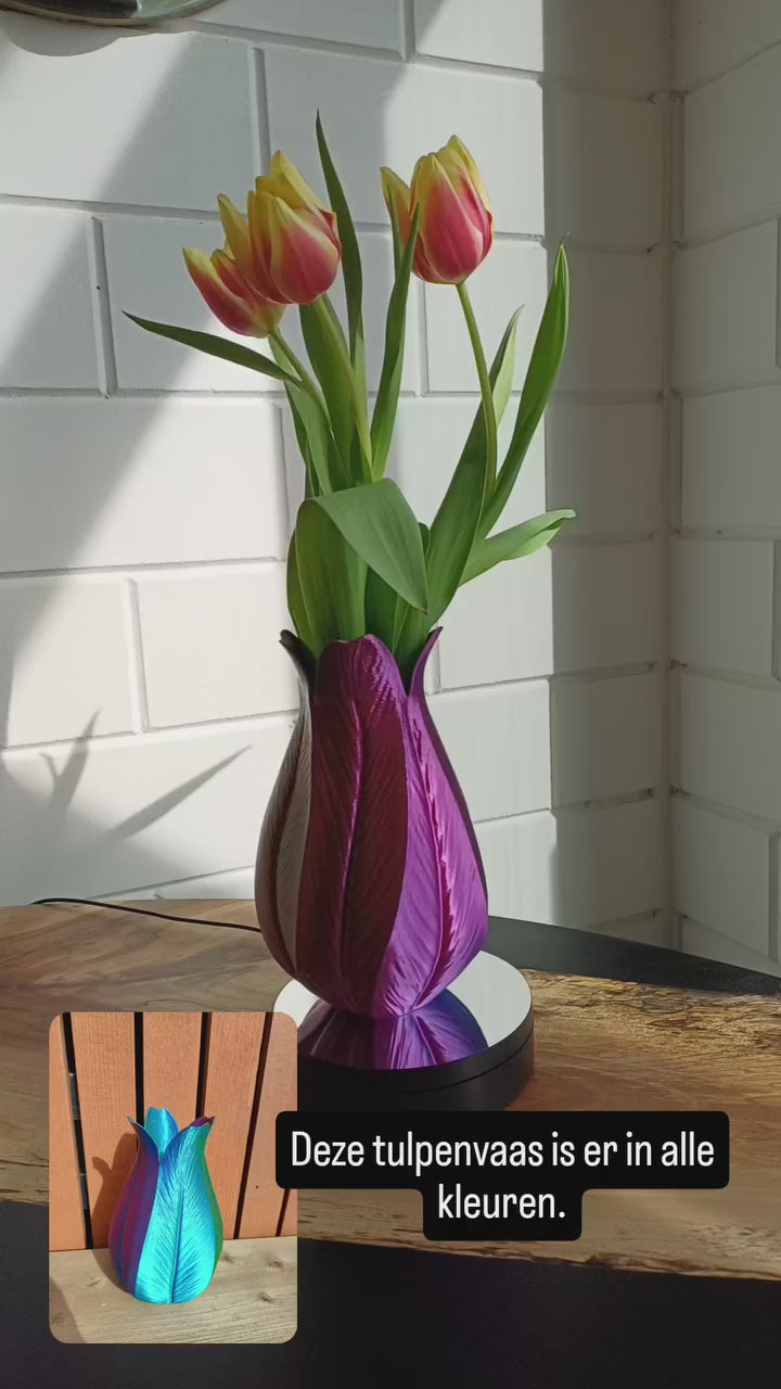 Tulpenknop 3D bloemvaas kameleon