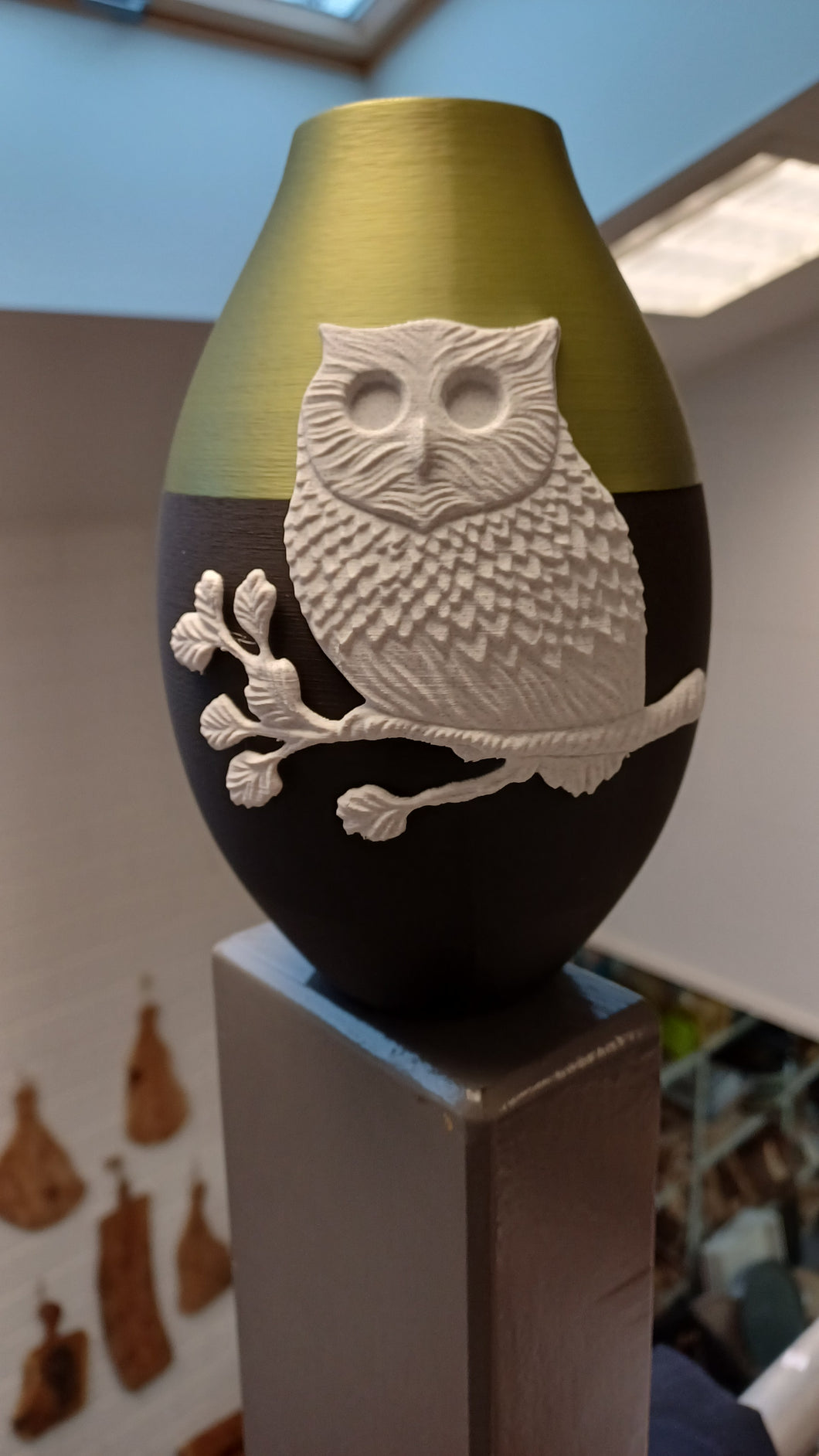 Noctua 3D vaas zwart/bronsgroen